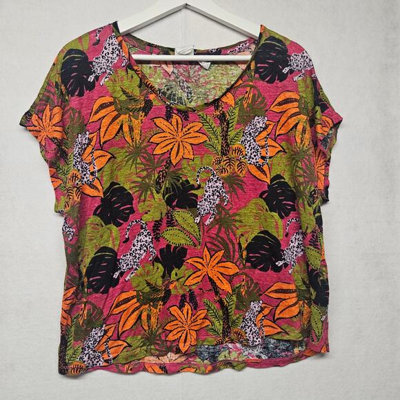 C&C California Linen Multicolor Safari Print Top - Picture 1 of 6